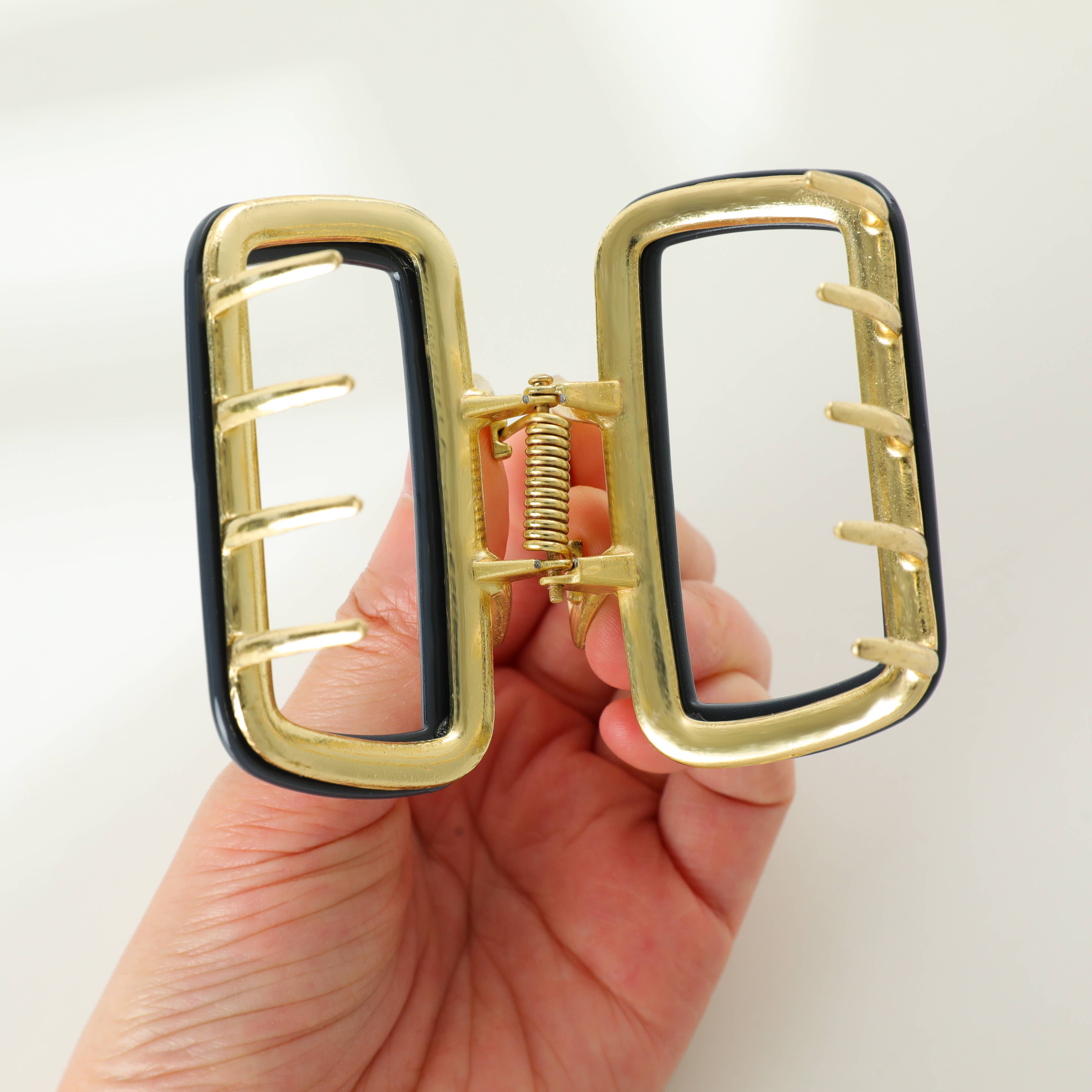 Assorted Harlow Solid Hollow Rectangle Metal Claw Clip - Medium for wholesale on Faire2