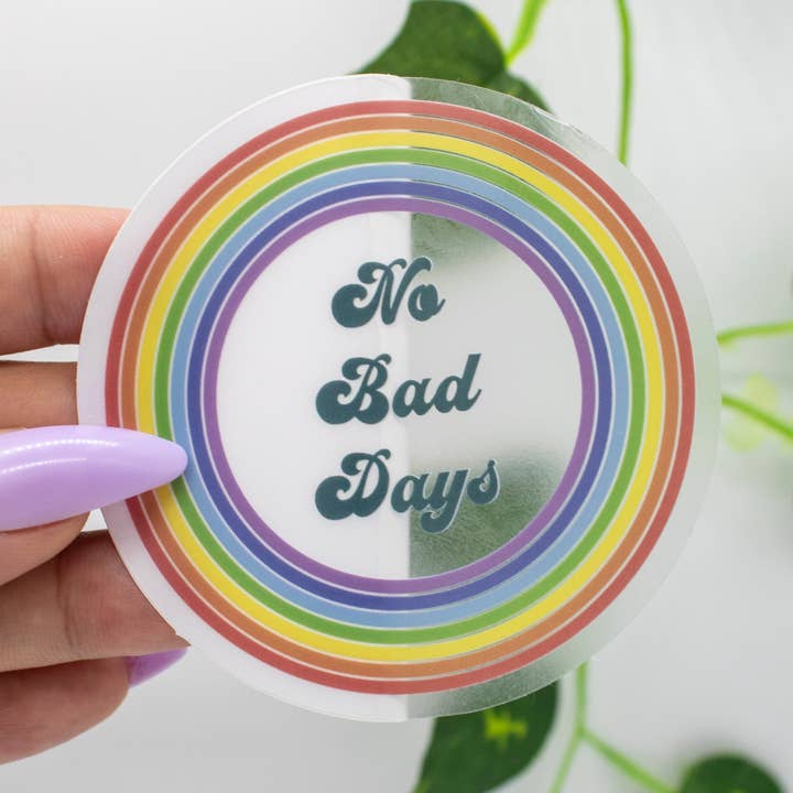 Pegatina circular transparente «No Bad Days» para venta al por mayor de BambooByTundra