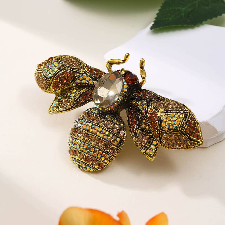Tourtiwi - Wholesale Brooch - Colorful Rhinestone Inlaid Bee Brooch, Insect Pin7