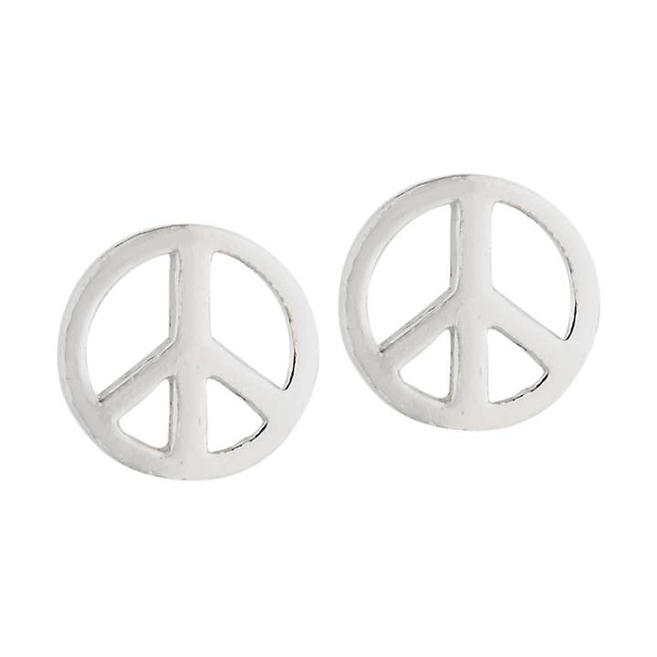 Orecchino a bottone in argento Sterling con simbolo della pace per la vendita all'ingrosso da parte di Tiger Mountain Jewelry