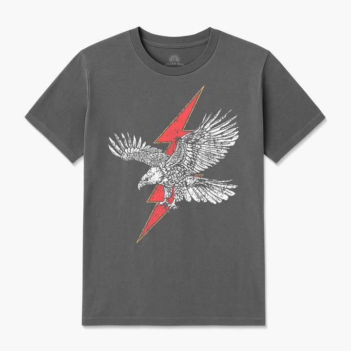 T-shirt graphique style vintage Lightning Eagle pour la vente par Golden Rose
