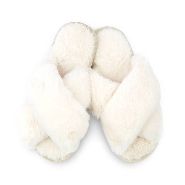 Weddingstar Inc. - Wholesale Slippers – Women's - Plush Crossband Slide House Slippers
