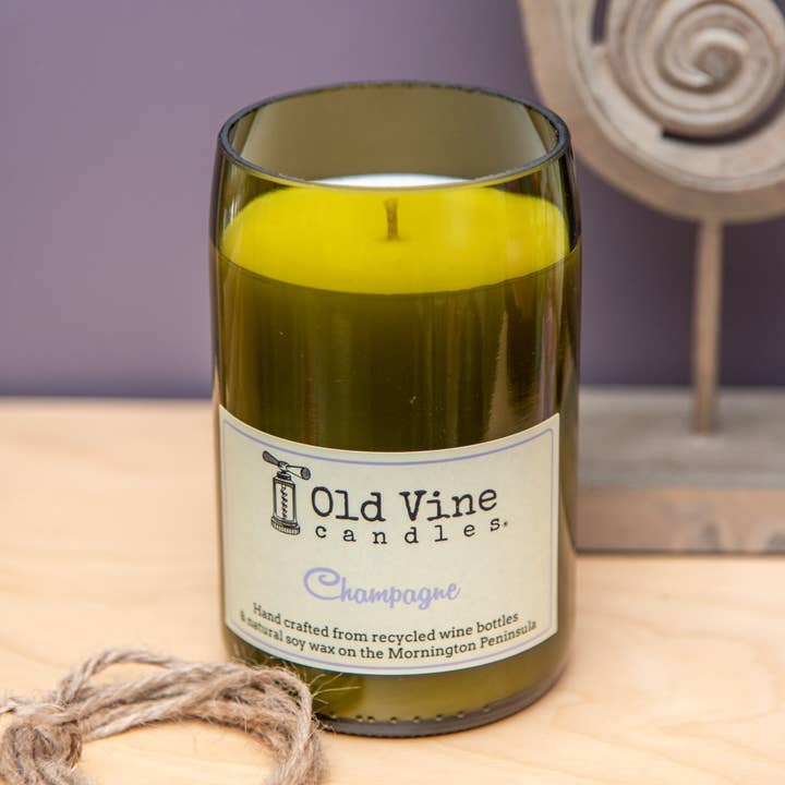 Old Vine Candles - Wholesale Jar/filled candle - 'Champagne' - Recycled Wine Bottle Candle2