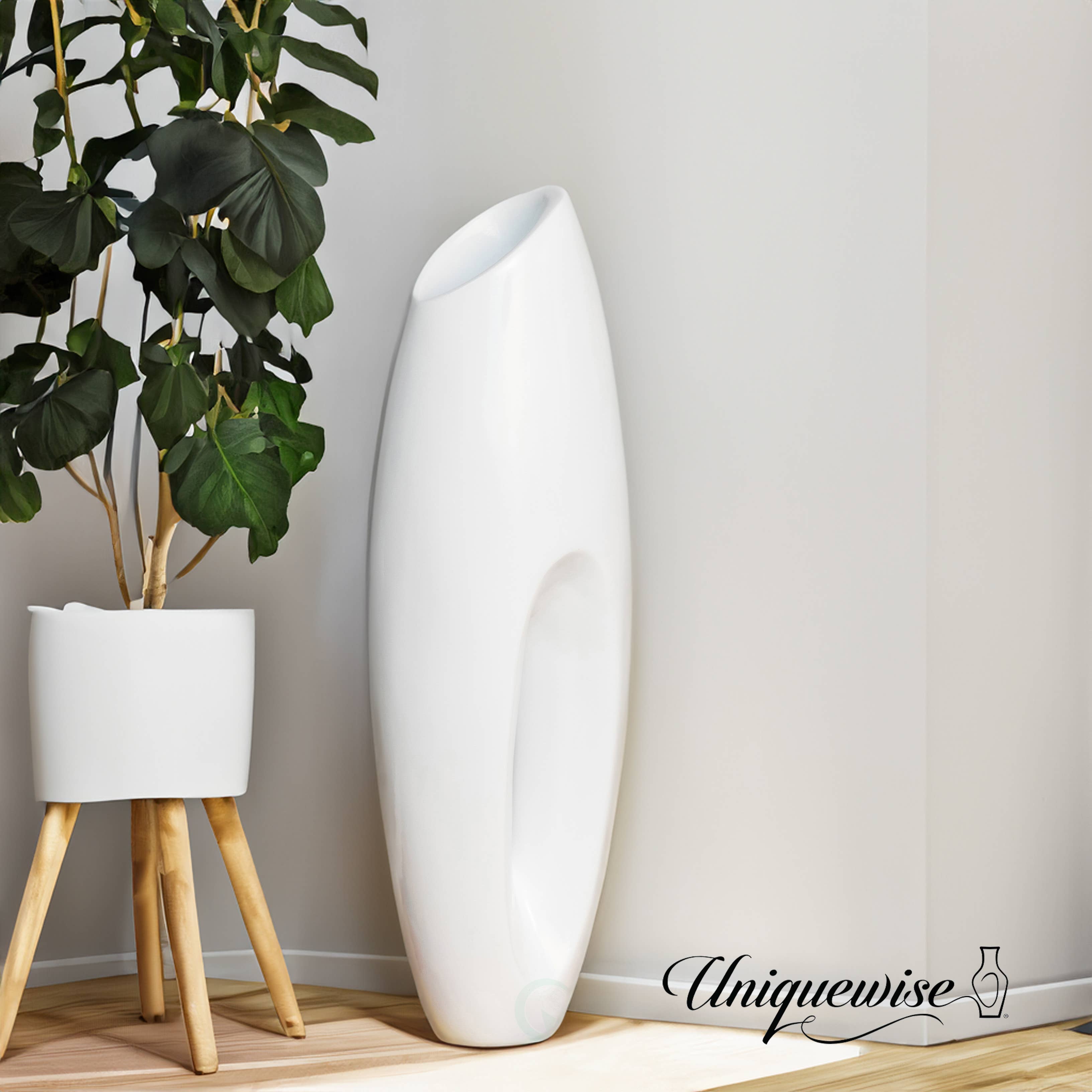 Quickway Imports - Wholesale Vase - 40 Inch Modern White Large Floor Vase1