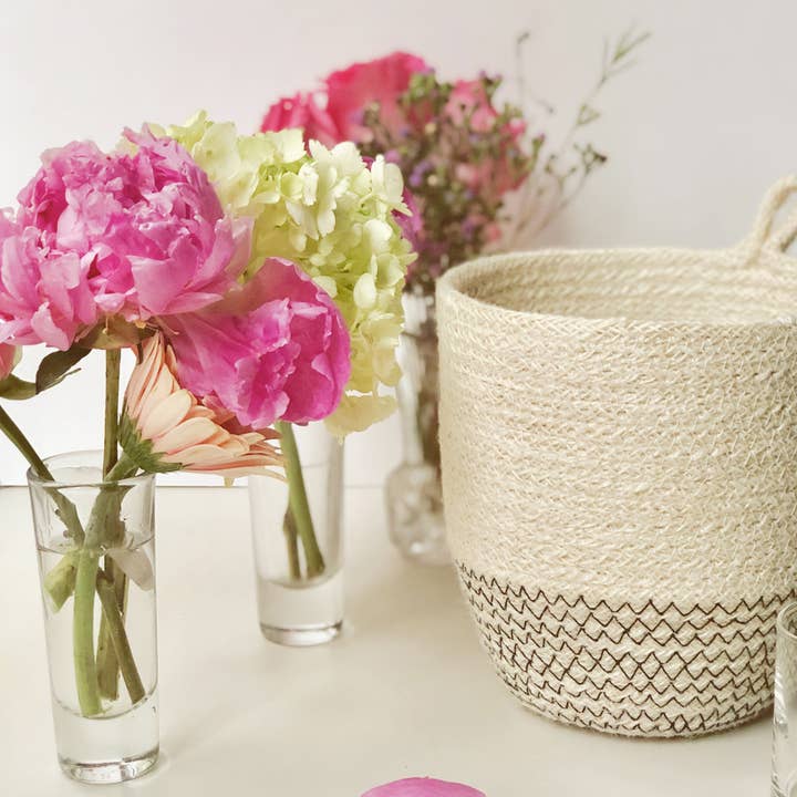 KORISSA – wholesale Basket – Handwoven Wall Basket • Amari Loop Bin - Black-Set of 23