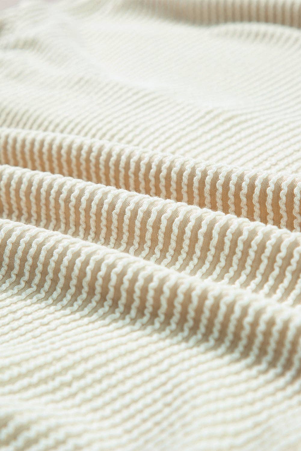 Apricot Corded Texture Lantern Sleeve Buttons Henley Sweatsuit for wholesale on Faire5