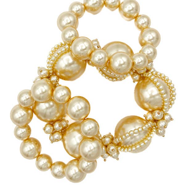 Andrea Bijoux - Wholesale Beaded Bracelet - Chunky Pearl Mix Statement Bracelet2