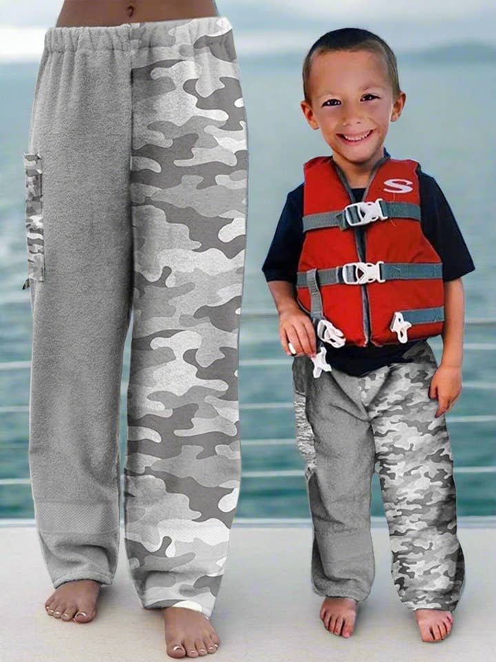 Pantaloni Asciugamano per Nuotatori – DISPONIBILI Spedizione Veloce - Copricostume da Spiaggia – Costume da Bagno - Mimetico Grigio per la vendita all'ingrosso da parte di Paradise Towelwear