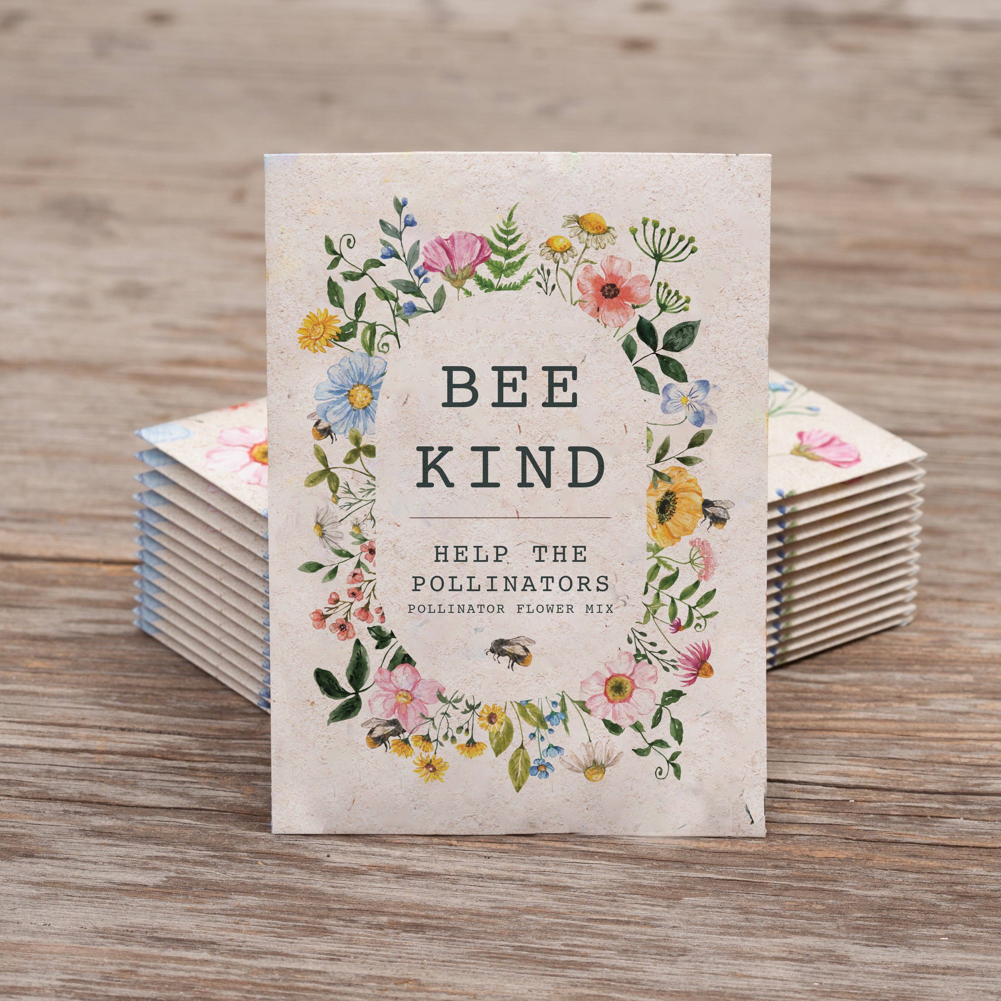 Bentley Seed Co. - Wholesale Plant Seeds - Bee Kind Help Pollinators Kraft Bee - Flower Mix Seed Packets2