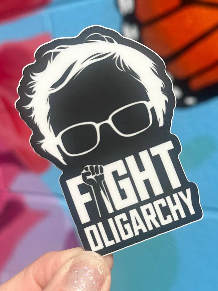 Fight Oligarchy Bernie Sticker for wholesale by Hilarious Humanitarian