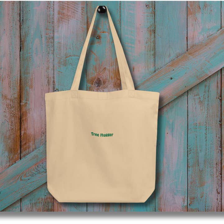 Organic Cotton Embroidered Tote – Tree Hugger for wholesale by Restored By Nature Company