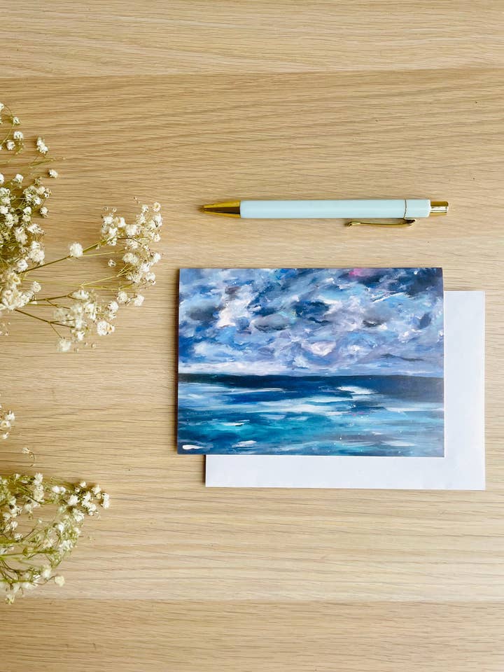 Blue Seaside Card for wholesale by Beth Garner