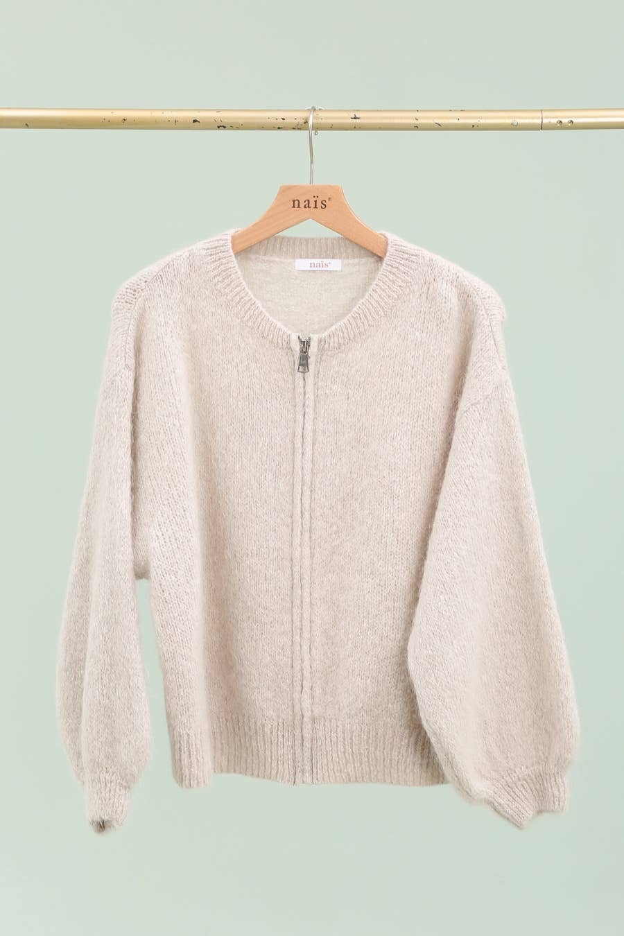NAÏS PARIS - Vente Cardigan – femme - Cardigan col rond zippé en mohair et laine0