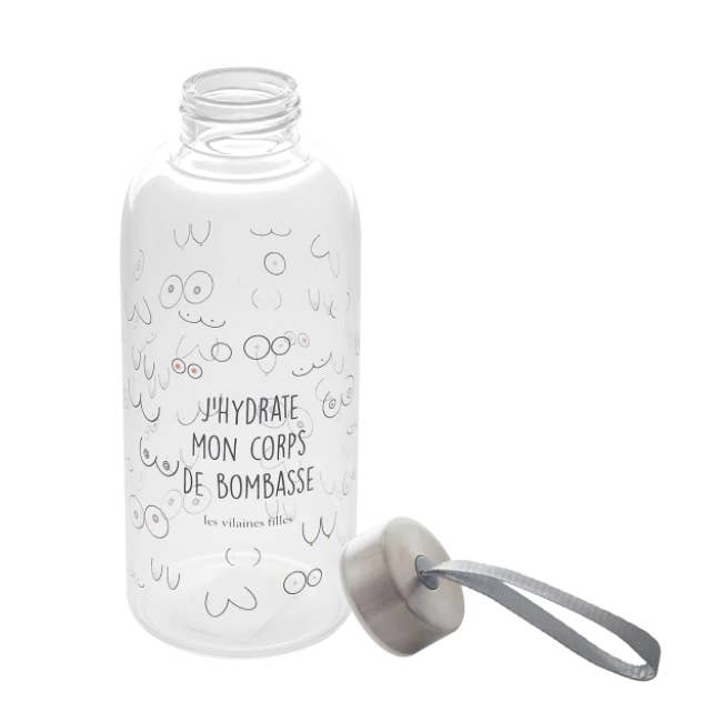 Les Vilaines Filles - Wholesale Insulated Mug/Tumbler - Glass water bottle "I hydrate my bombshell body"1