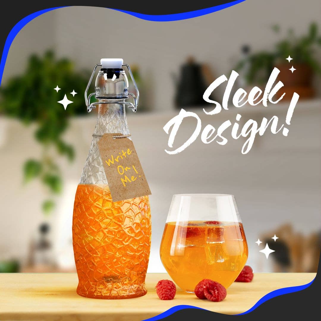 Nevlers - Wholesale Food storage container - Nevlers 17 oz Textured Swing Top Bottles (Pack of 12) | Includes Funnel, Brush, Tags, Shrink Wrap and Marker6