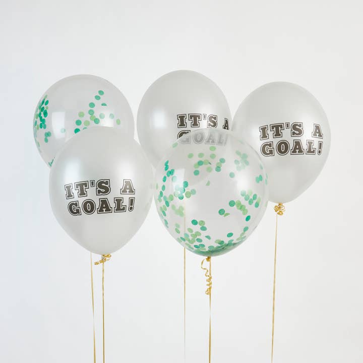Hootyballoo by Club Green - Wholesale Balloon - Football 'It's a Goal!' Latex 12" Balloons 5 Pack