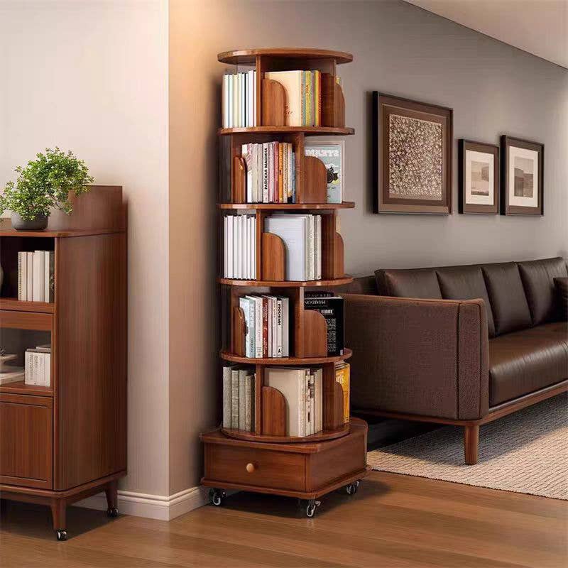 39F Inc. - Wholesale Bookcase - Rotating Wooden Bookcase with Storage Drawer,Swivel Design18