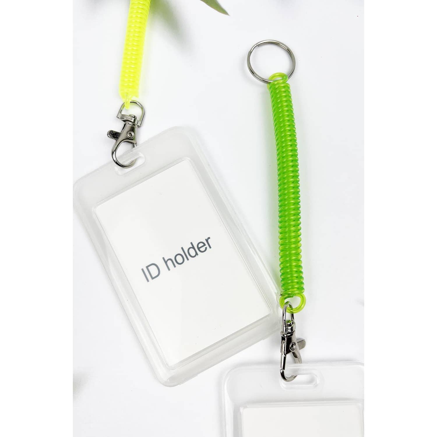 ASSORTED CLEAR ID BADGE HOLDER WITH COIL SPRING KEYCHAIN for wholesale on Faire2