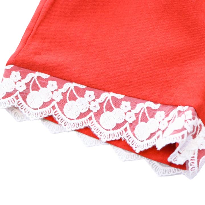 Red S50 20203 Short With Cherry Lace Hem Details for wholesale on Faire