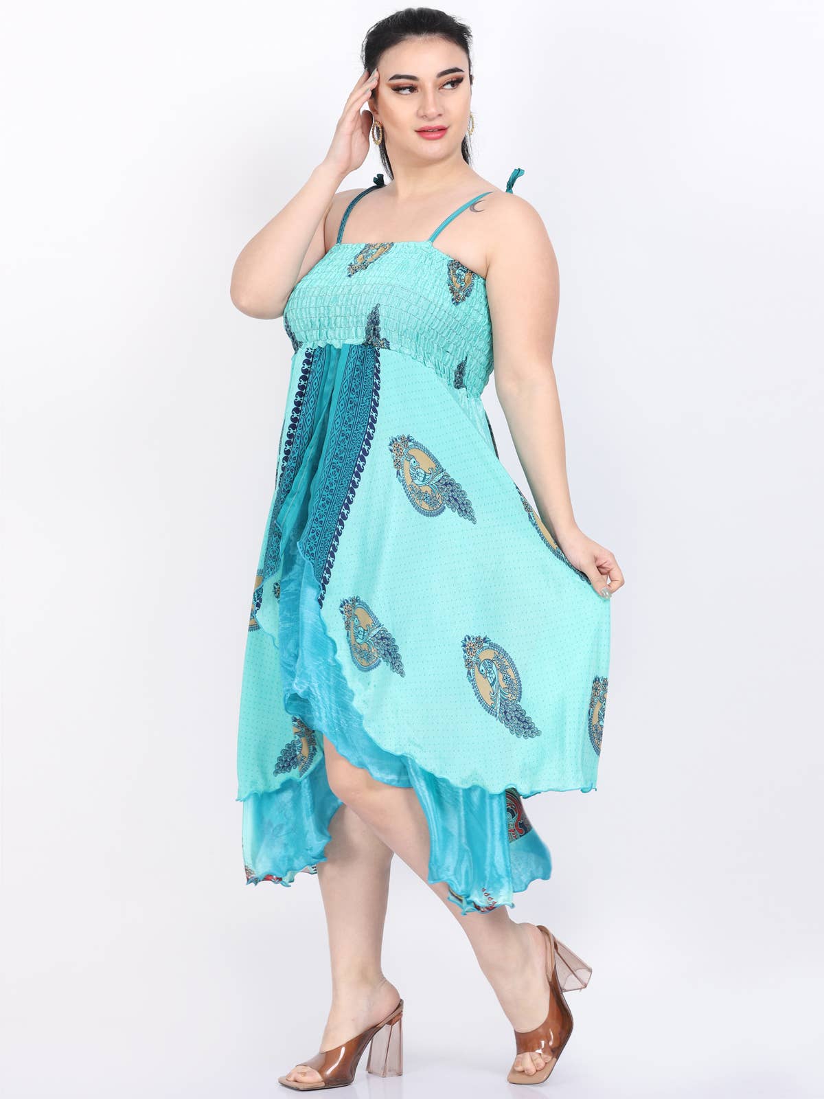 Wevez – wholesale Klänning - Dam – Kvinnor Spaghettiband Smockad Volangkant Boho Klänning Mix Parti9