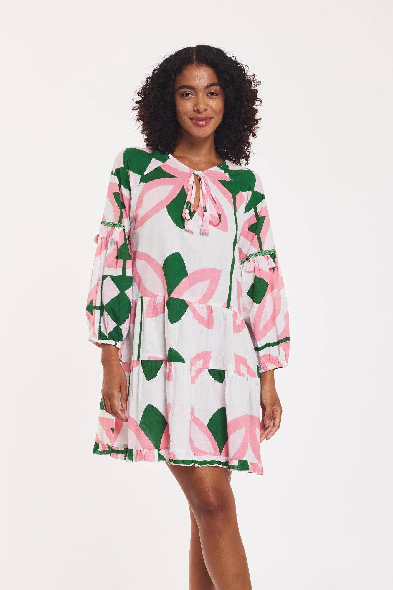 ModaPosa - Wholesale Dress - Women's - Alcee Dress Moroccan Picturesque Pink Green Lime Spring2
