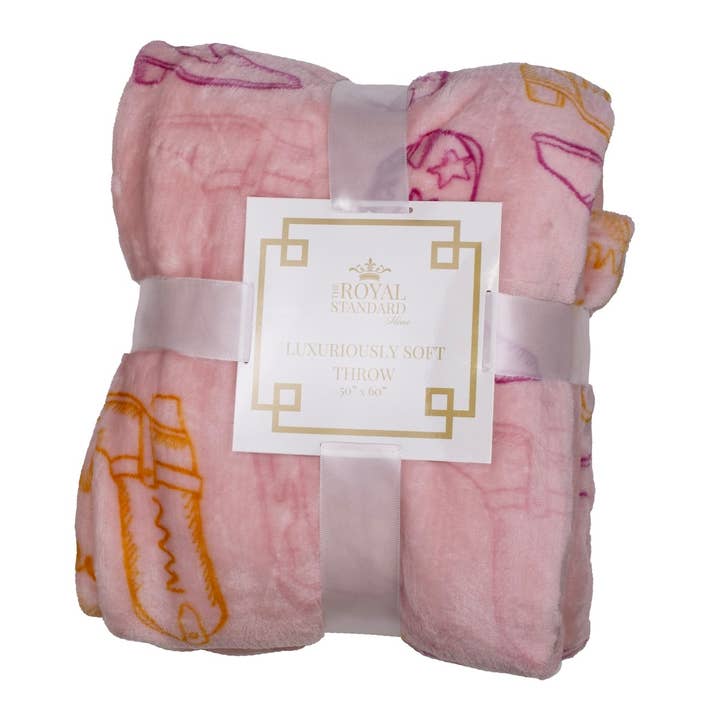 The Royal Standard - Wholesale Throw Blanket - Cowgirl Walk Throw Pink/Orange 50x60