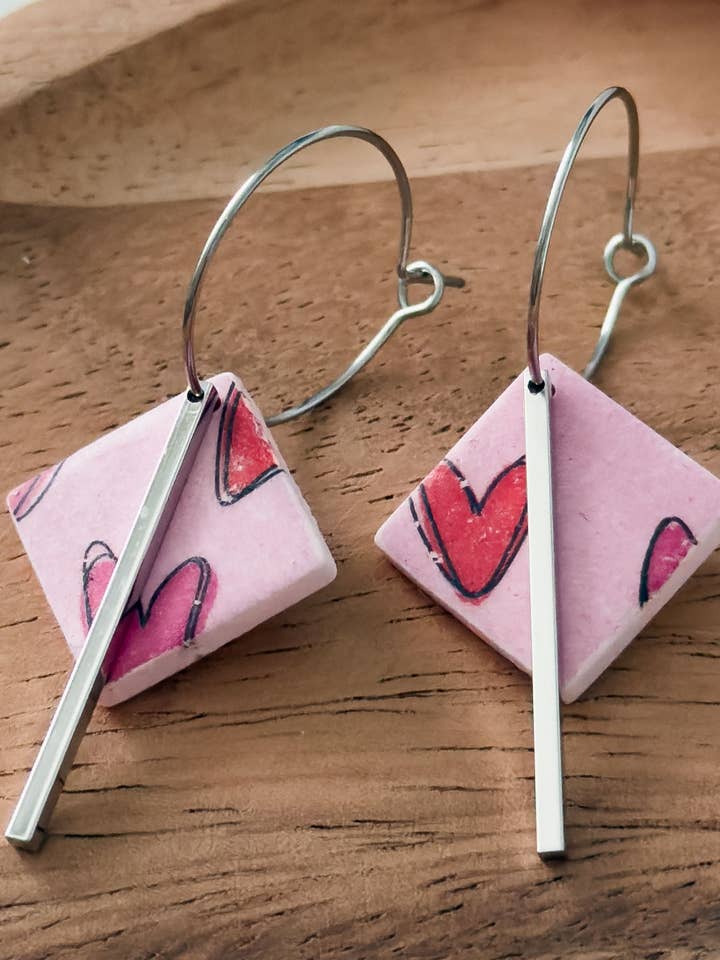 Notes d'amour Col ✦ Créoles Herzi pour la vente par KLAEI DESIGN STUDIO