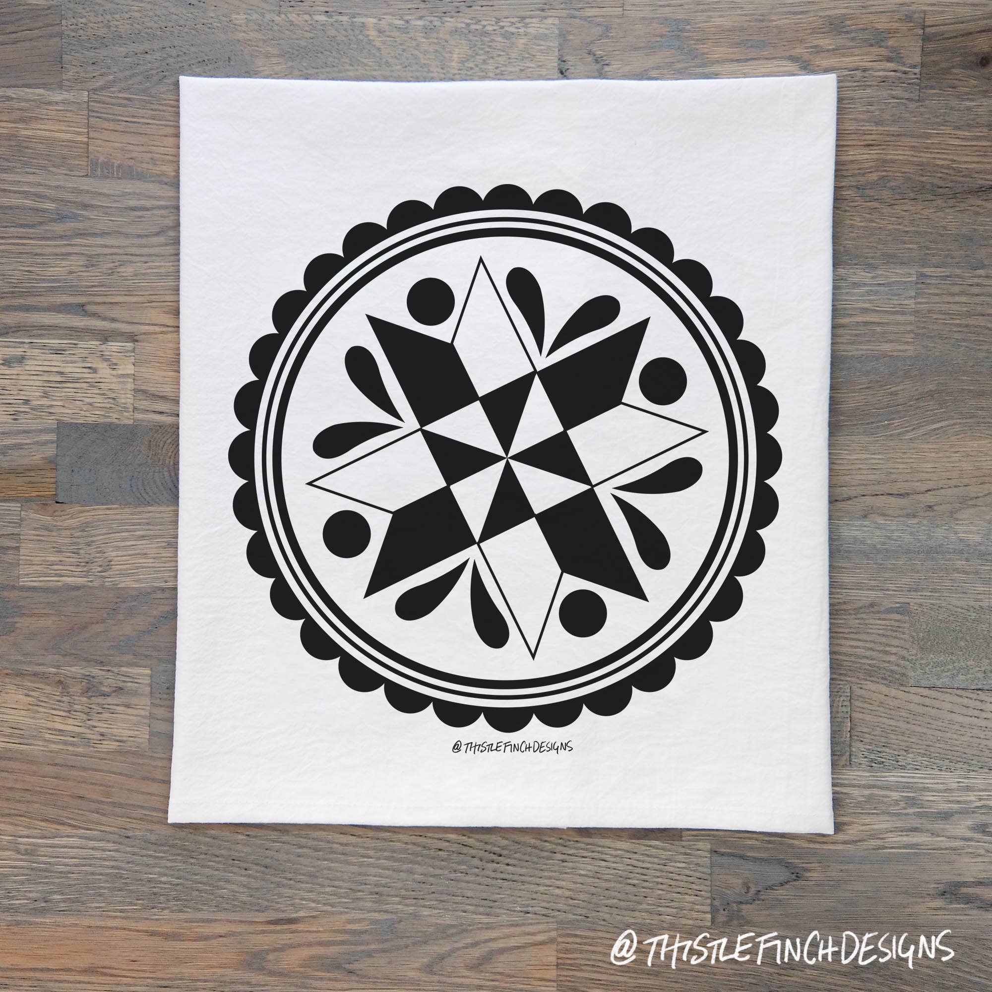Thistle Finch Designs - Wholesale Tea Towel - PA Dutch Hex Sign Tea Towel2