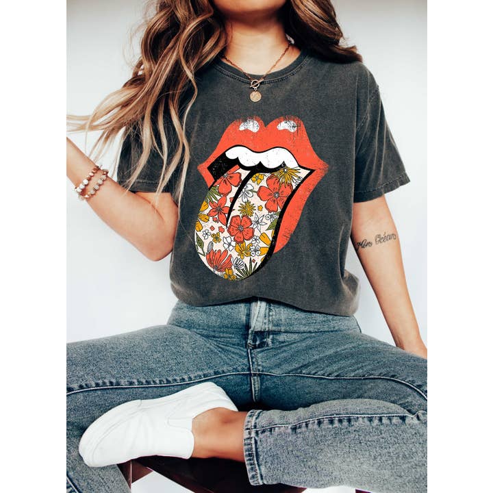 Refinery Number One LLC - Wholesale T-Shirt (Graphic) - Women's - Retro Lips Rock & Roll T-Shirt