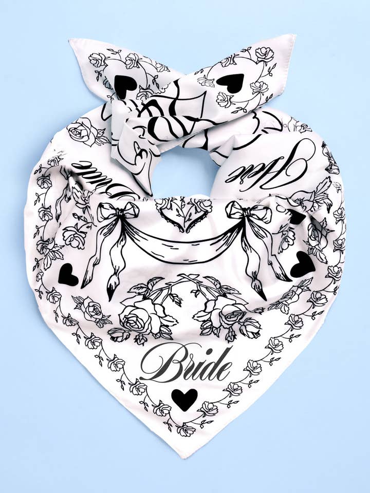 Bride Swan Headscarf | White, Satin, Bridal, Gift, Bandana for wholesale by xo, Fetti