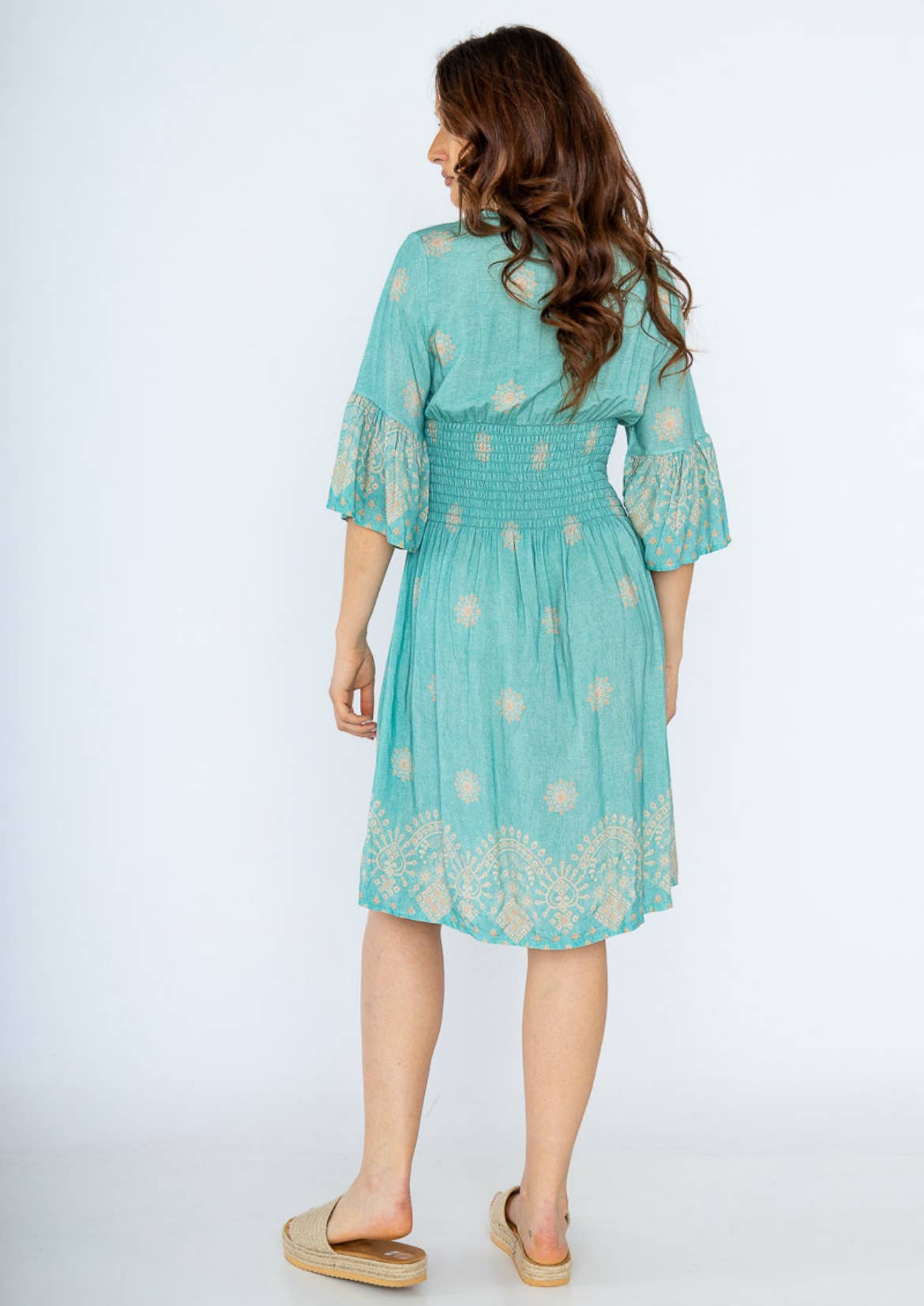 Nota bene - Wholesale Dress - Women's - Short smocked printed dress Art238658