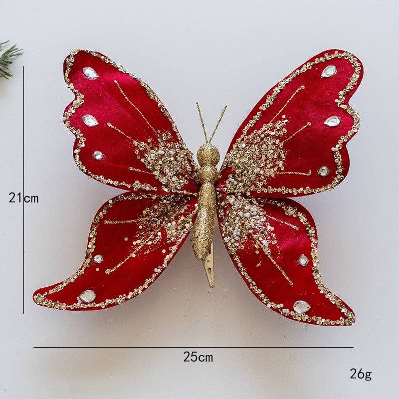 UZ Wholesale Store - Wholesale Ornament - High-End Fabric Glitter Butterfly Christmas Tree Ornament2