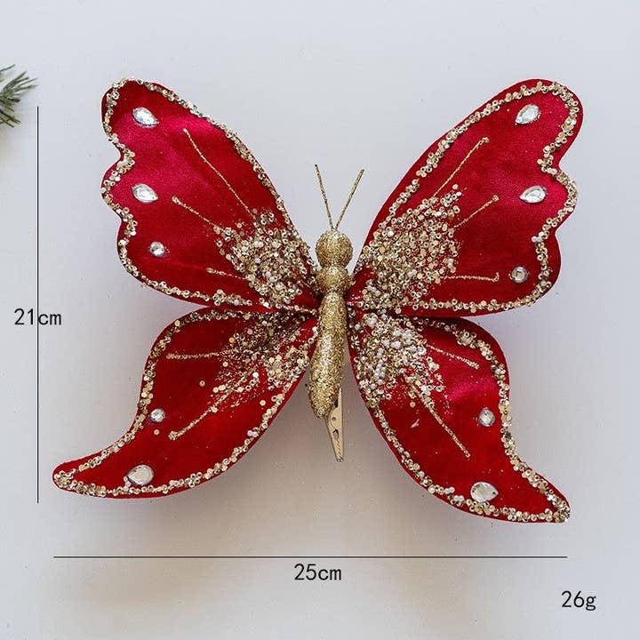 UZ Wholesale Store - Wholesale Ornament - High-End Fabric Glitter Butterfly Christmas Tree Ornament2