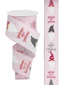 2.5"X10YD CHRISTMAS GNOME HEADS ON ROYAL - PWDR PINK/RED/WHITE - RGB107515 for wholesale by General Wholesale Inc