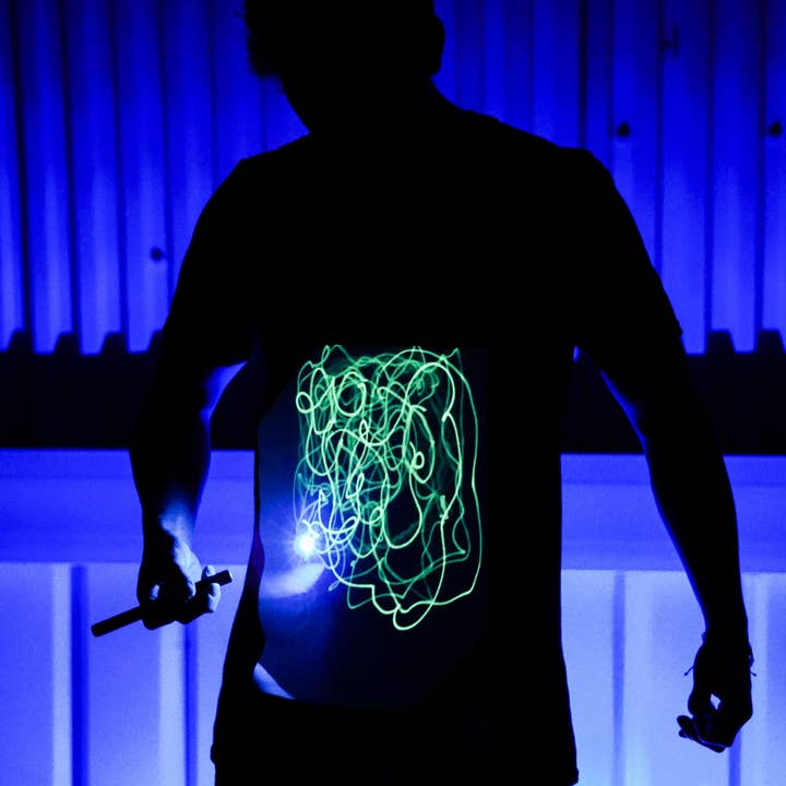 Adults (Unisex) Interact Glow T-Shirts - Black/Green for wholesale by Illuminated Apparel