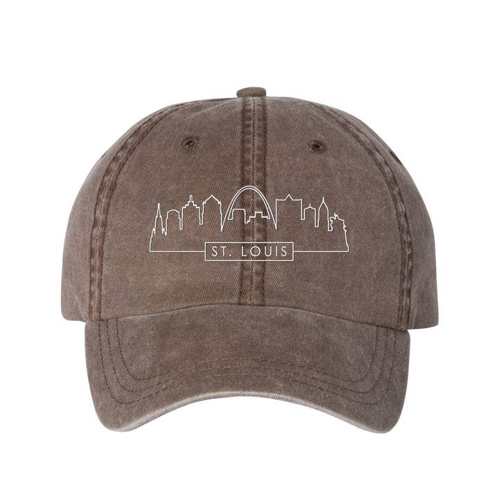Lucky Luna Apparel - Wholesale Baseball Cap - Unisex - Skyline St. Louis Embroidered Pigment Dyed Dad Hat16