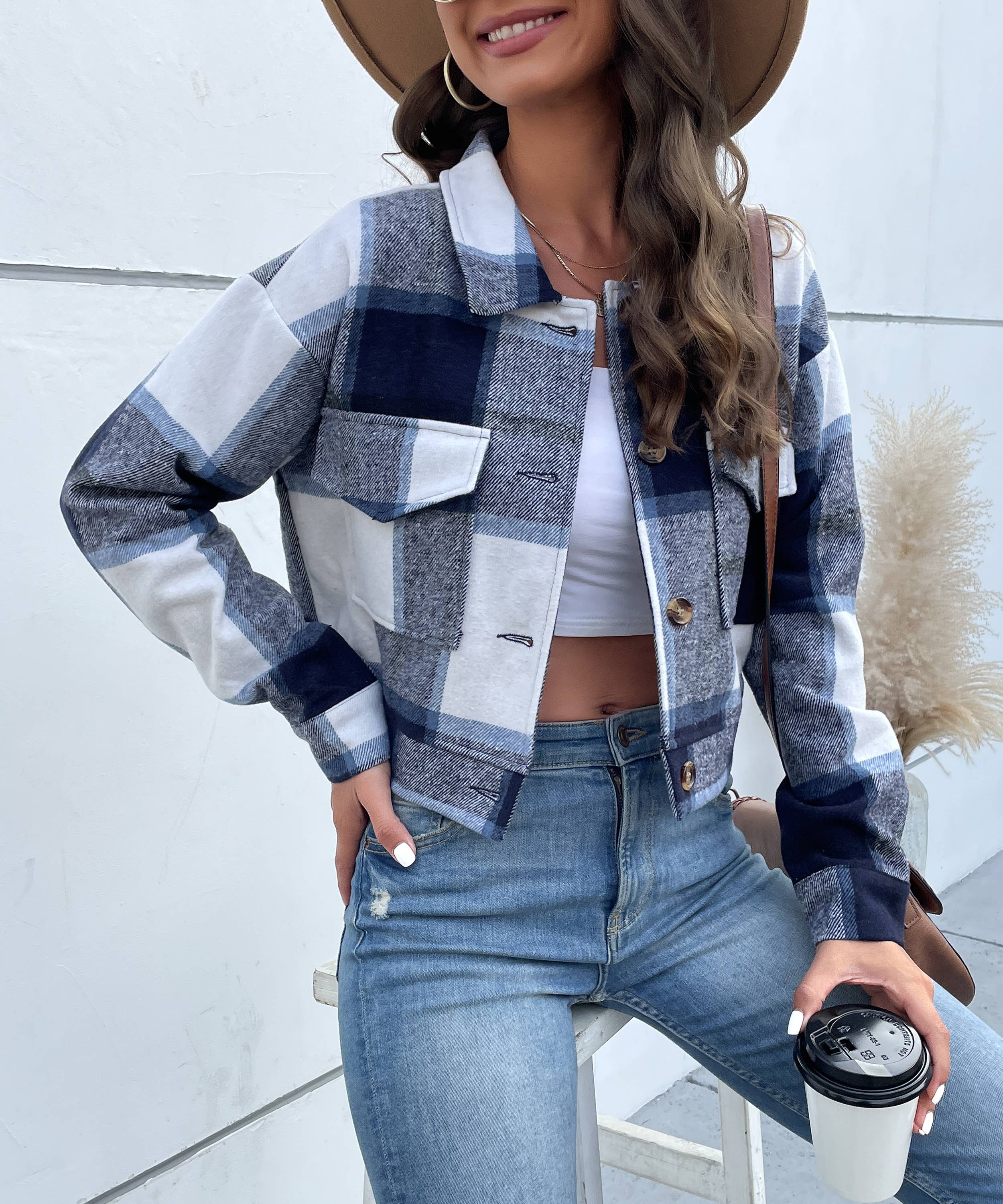 Masyal – wholesale Shirt Jacket/Shacket - Women’s – Women's autumn and winter  plaid long-sleeved shirt jacket4