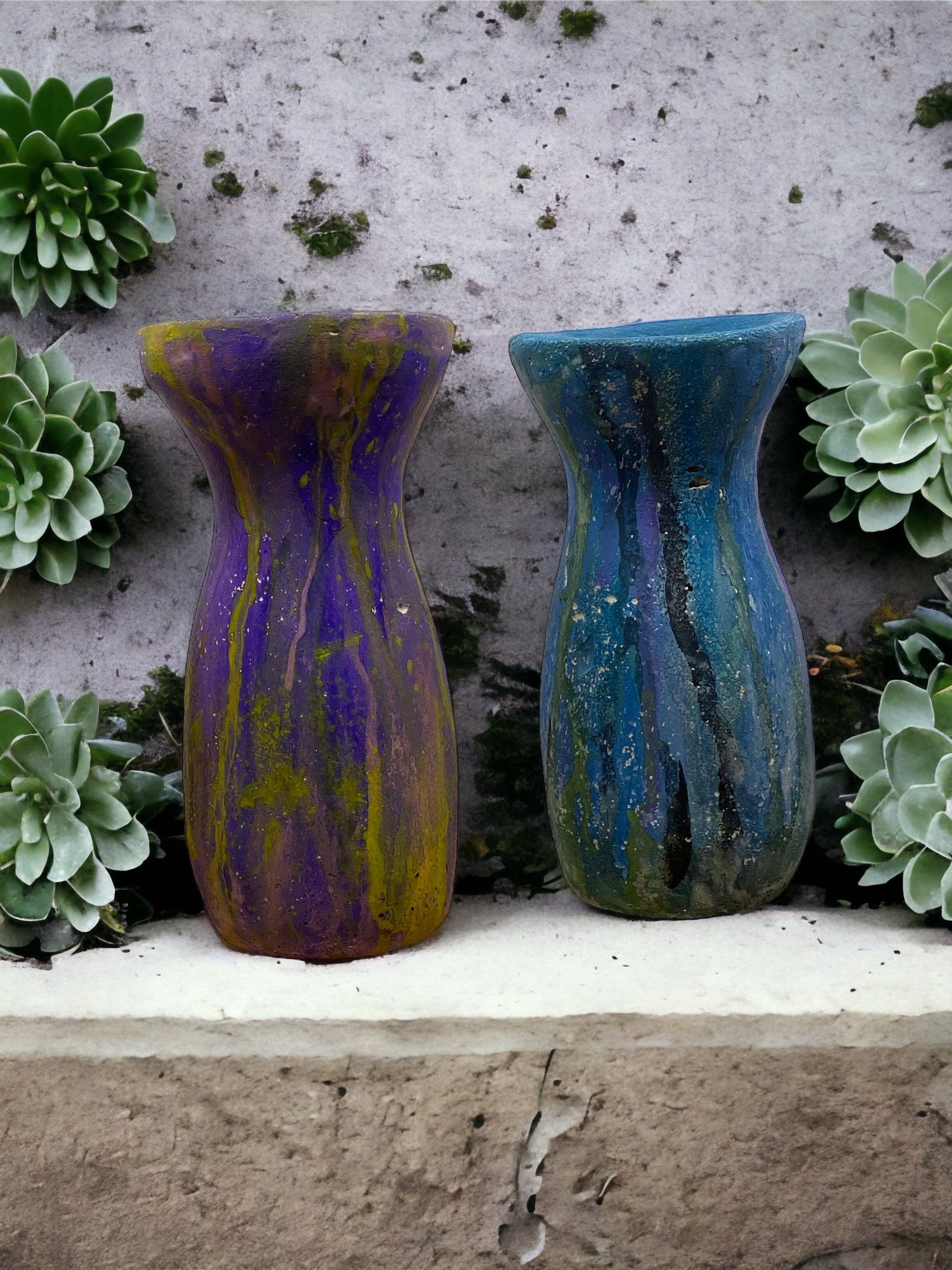 Sunsum Intentional Living - Wholesale Vase - Cement Vase, Watercolor Fluid Art, Silhouette, Lightweight C11