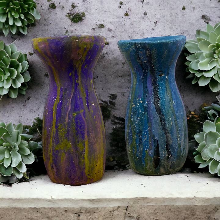 Sunsum Intentional Living - Wholesale Vase - Cement Vase, Watercolor Fluid Art, Silhouette, Lightweight C11