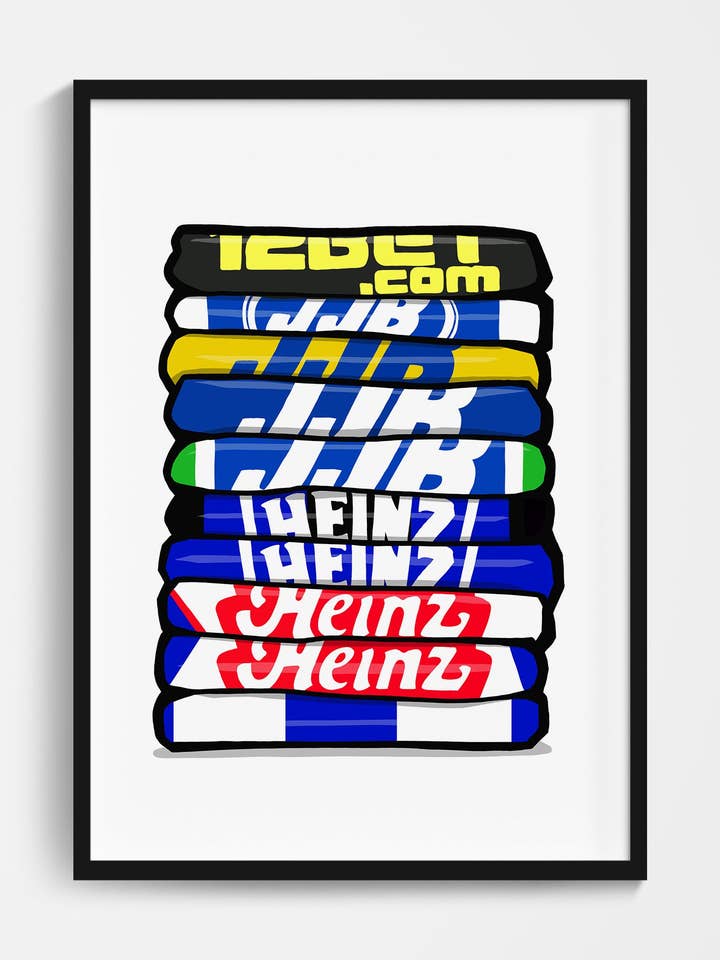 Wigan Shirt Stack Print for wholesale by Football Devotion