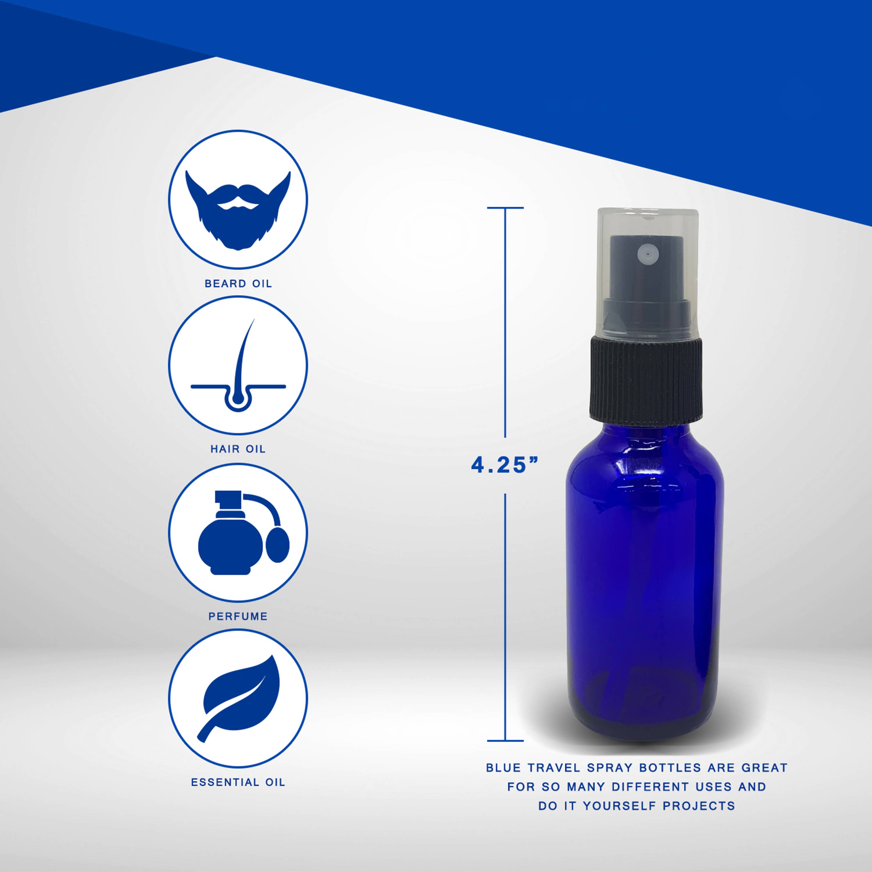 Nevlers - Wholesale Spray Bottle - Cobalt Blue Glass Spray Bottles - 1 oz. (Pack of 24)3