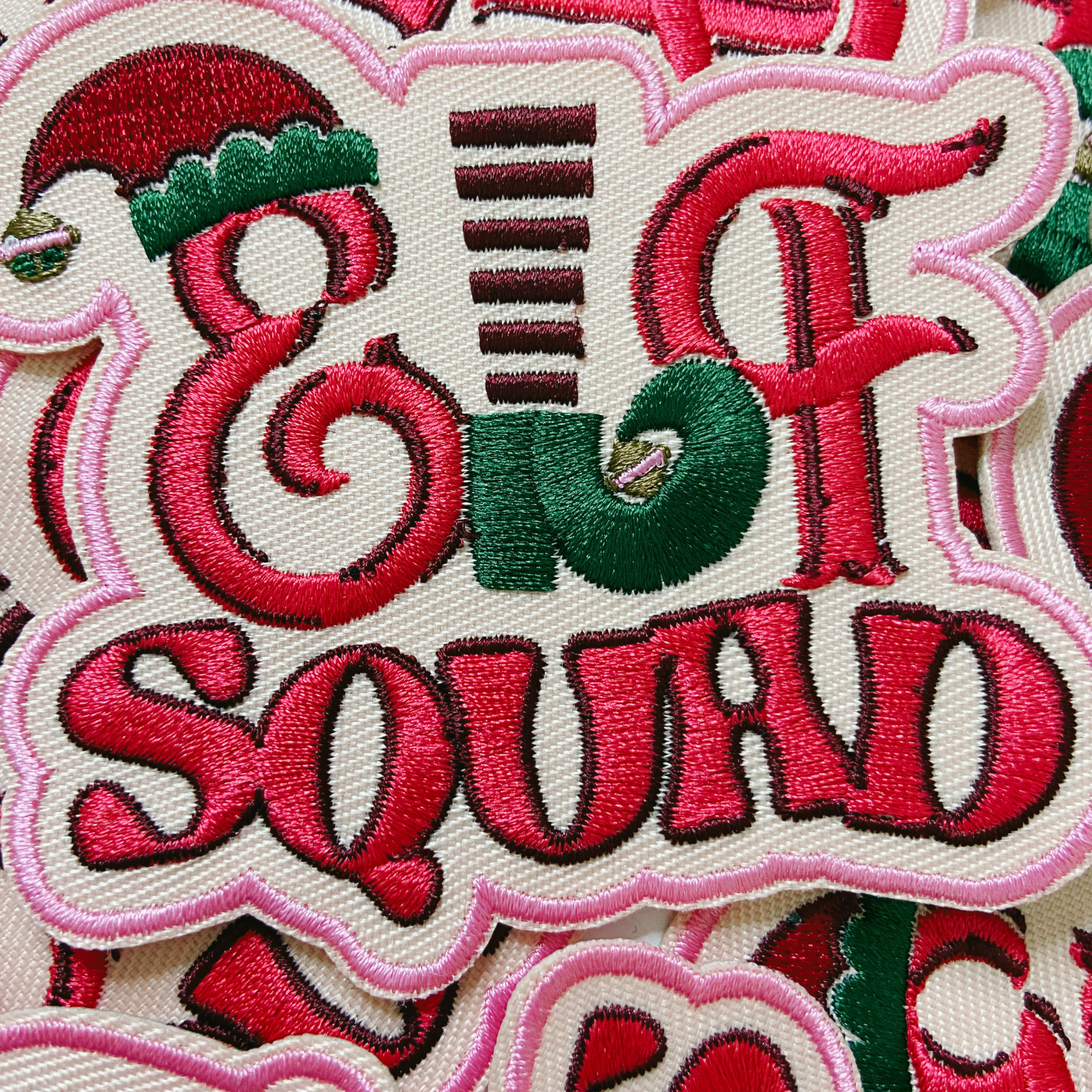 TEELUX - Wholesale Patch - 3" Elf Squad in Pink  -  Embroidered Hat Patch1