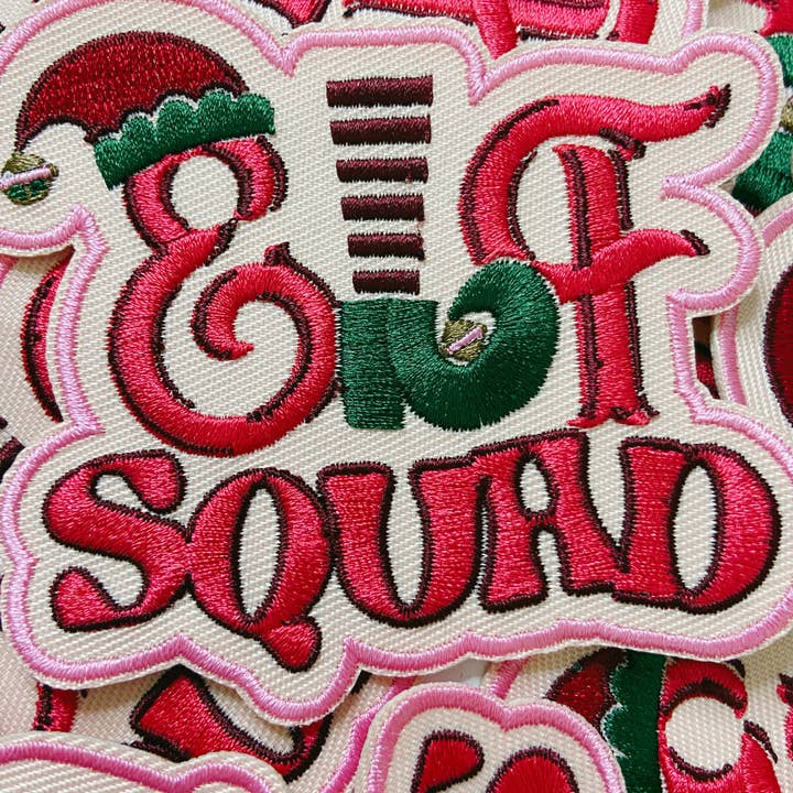 TEELUX - Wholesale Patch - 3" Elf Squad in Pink - Embroidered Hat Patch1