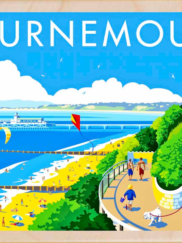 Bournemouth, Dorset - Miljøvenlige kort og magneter for engroshandel hos THE WOODEN POSTCARD COMPANY