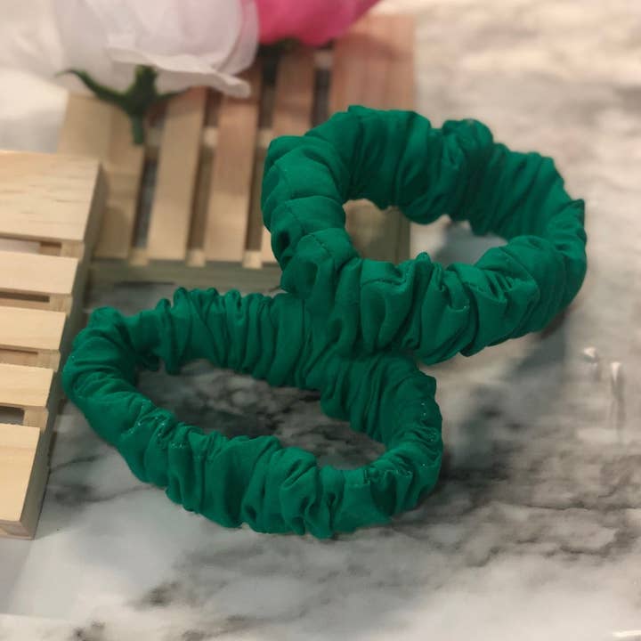 Set of 2 Kelly Green Mini Scrunchies for wholesale by MadeBySusannah