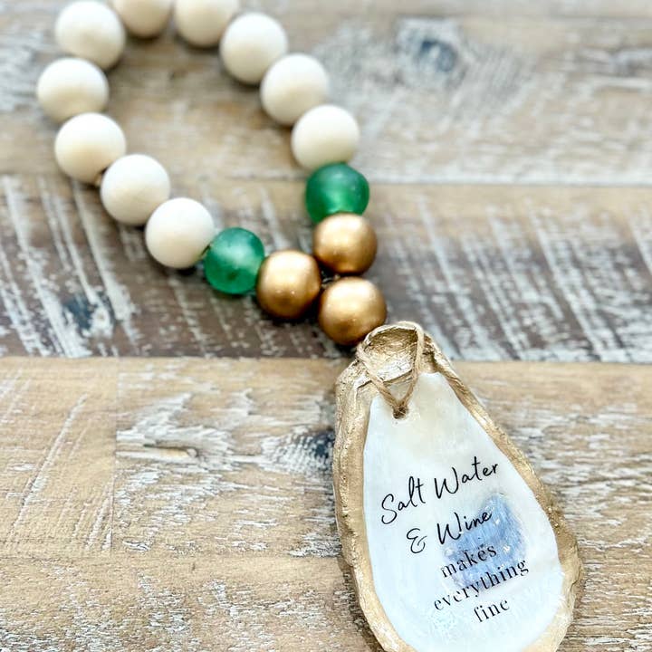 Coast and Cork - Wholesale Wine Charm - Saltwater & Wine Make Everything Fine - Beaded Bottle Charm1