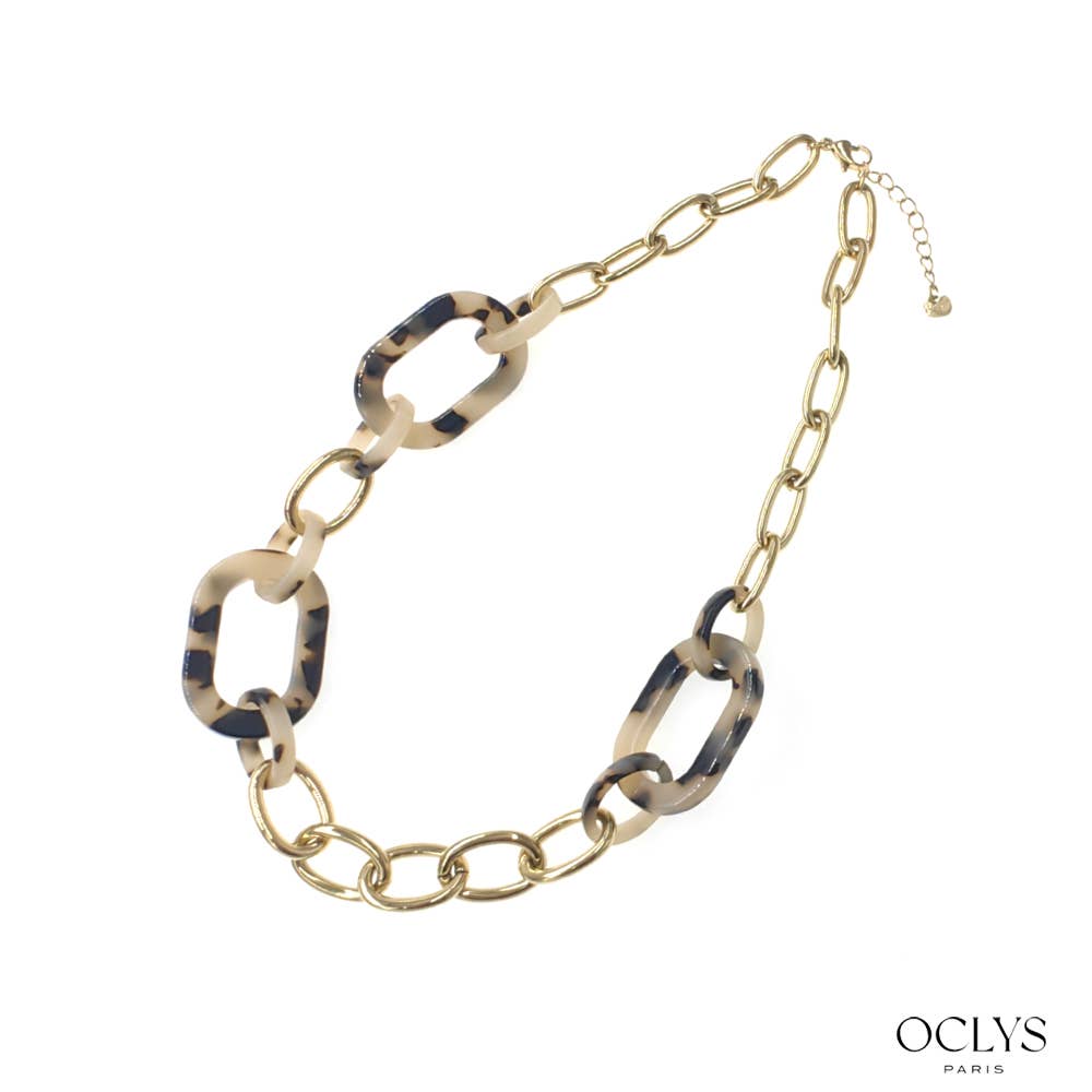 Oclys - Wholesale Link & Chain Necklace - Lola gold stainless steel resin chain necklace4