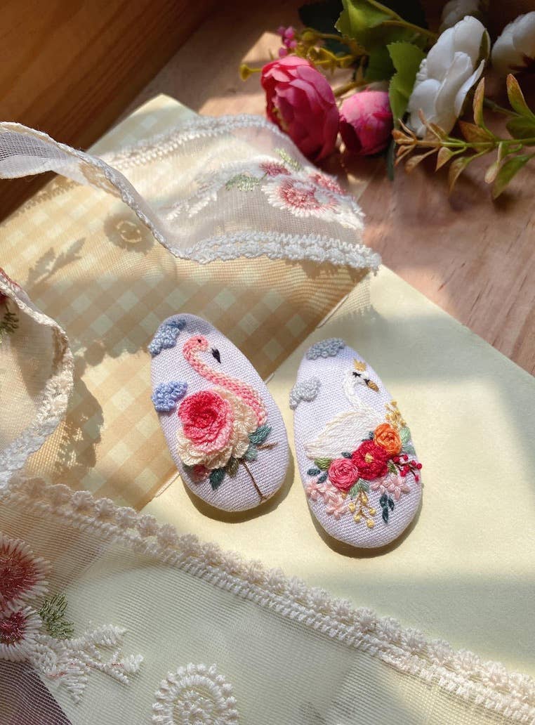 Quince Fables - Wholesale Barrette - Women's - 3D Floral Embroidered Hair Barrette, Kylie Collection0