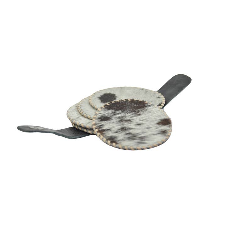 STUDIO CALEIDOSCOPE - Wholesale Coasters - Cowhide Hairon Leather Coaster Set5