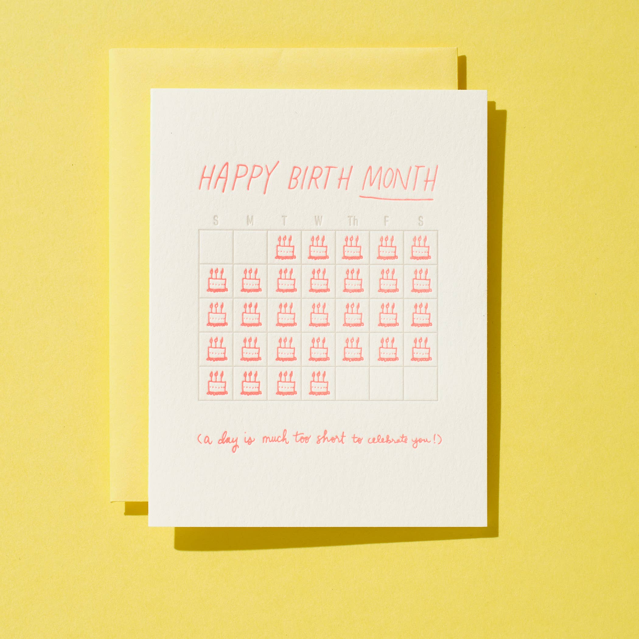 Shorthand Press - Wholesale Birthday Card - Happy Birth Month - Letterpress Greeting Card1